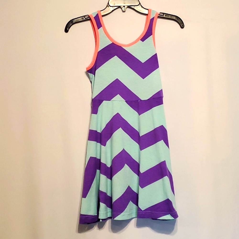 Cherry stix girls dress size 10-12 purple blue design